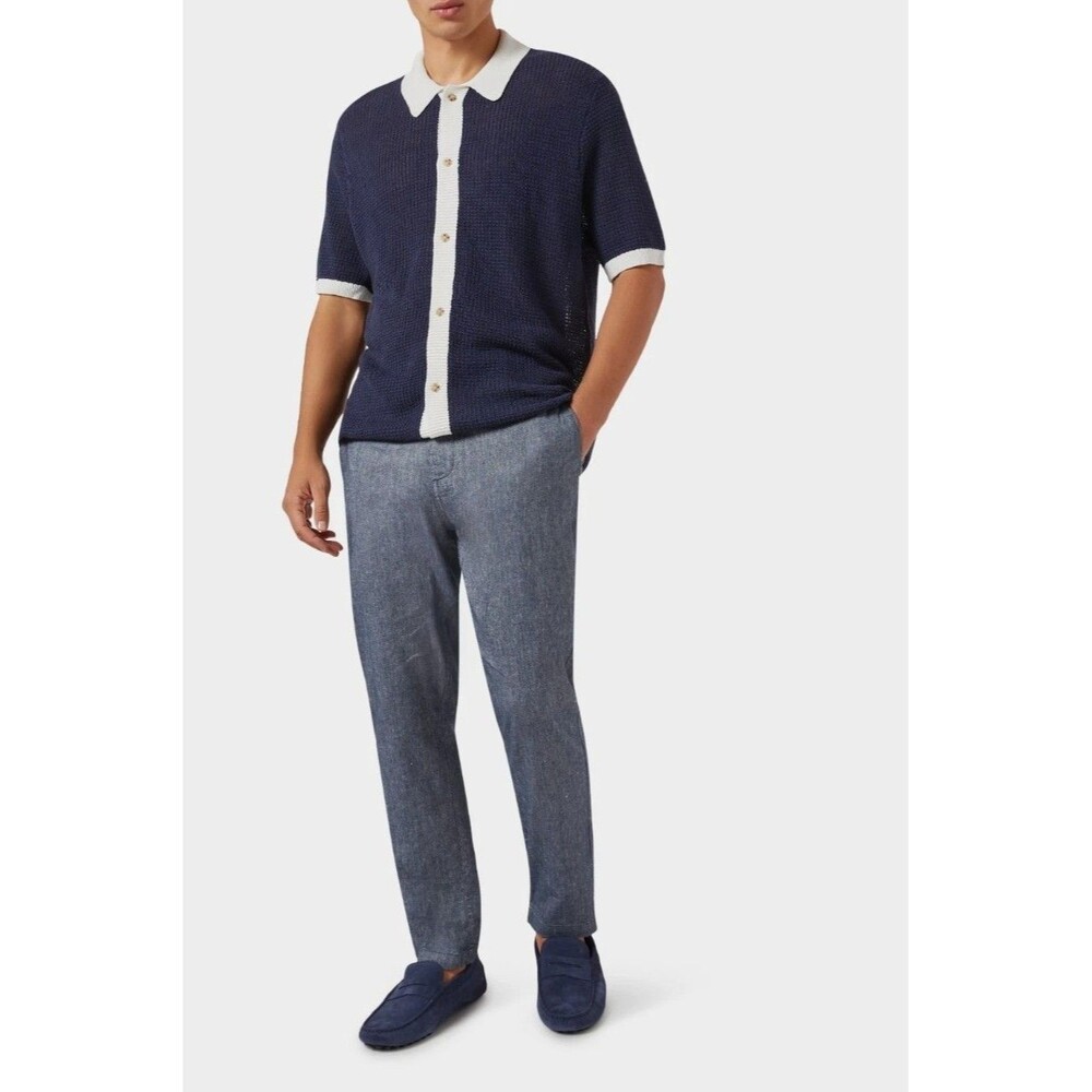 Onia Stretch Canvas Traveler Pants Chambray Deep Navy Linen Blend Men's 40